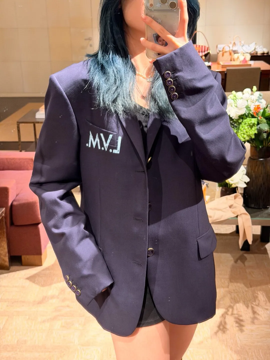 Louis Vuitton Pocket Embroidered Single Breasted Suit Jacket